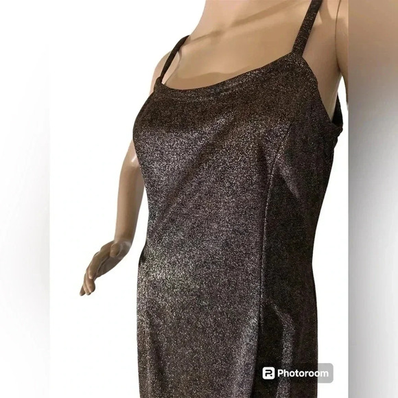 Gunne Sax Jessica McClintock Vintage Cocoa Metallic Shimmer Cocktail Size 7/8 - Picture 2 of 10